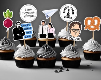 The Office Cupcake Toppers, The Office Theme Party Supplies, DIY, decorations, office theme birthday party, printable, Instant Download