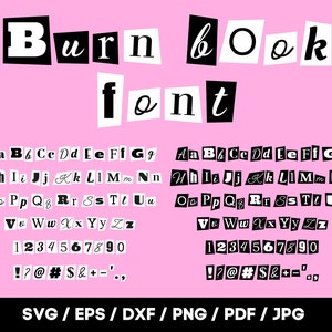 Alfabeto de Burn Book, letras + números + símbolos, fuente de Burn Book, svg, png, bricolaje, sublimación, DESCARGA INSTANTÁNEA