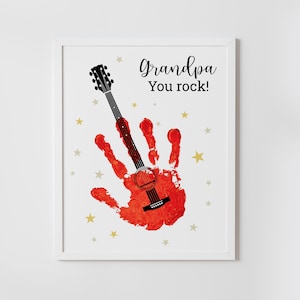 Guitar Handprint Art, Grandpa you rock, Father's Day gift for grandfather from grandkids, DIY, keepsake, Instant Download