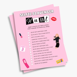 selfie scavenger hunt game, Mean Girls theme birthday party activity, girls birthday treasure hunt, printable, INSTANT DOWNLOAD