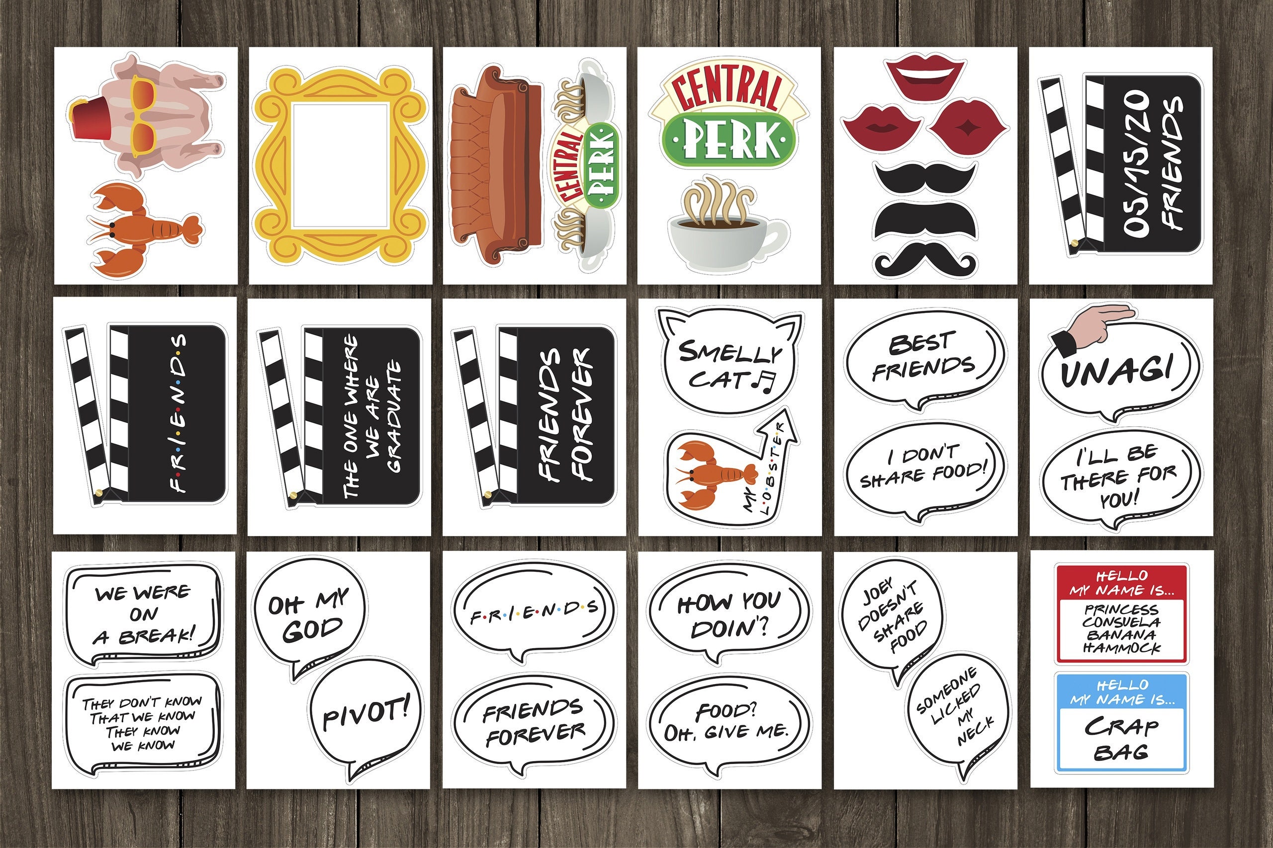 Friends Photo Booth Props, Friends Theme Birthday Party Props, Friends ...