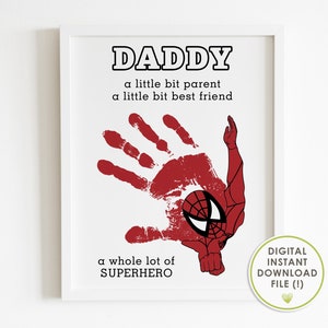 Vaderdag Handafdruk Art Craft, superheld thema, cadeau van baby, DIY, verjaardagscadeau, aandenken, afdrukbaar, INSTANT DOWNLOAD