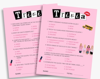 Mean Girls Trivia Game, Mean Girls theme party activity, Quiz game, mean girls birthday | bachelorette game, printable, INSTANT DOWNLOAD