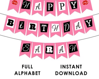 Baner z motywem Wrednych Dziewczyn, spersonalizowany, dekoracja na przyjęcie urodzinowe Wrednych Dziewczyn, dekoracja z motywem spalonych książek, girlanda, do wydrukowania, NATYCHMIASTOWE POBIERANIE