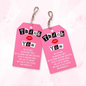 Mean Girls Dankeschön Tags, Mean Girls Party Geschenkanhänger, bedruckbar, SOFORTIGER DOWNLOAD