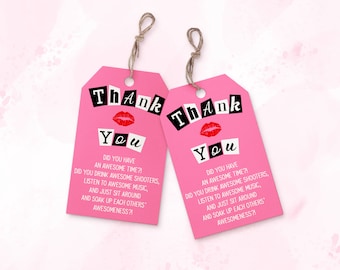 Mean Girls Thank you Tags, Mean Girls theme party favor tag, printable, INSTANT DOWNLOAD