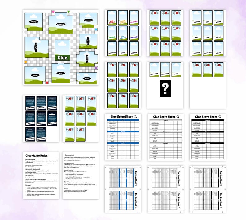 Cluedo Rules.pdf Editable Clue Board Game Template, Personalized Clue Game Blank ...