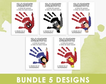Father's Day Handprint Art Craft, BUNDLE, Superhero Dad, birthday gift from baby, package, keepsake, INSTANT DOWNLOAD