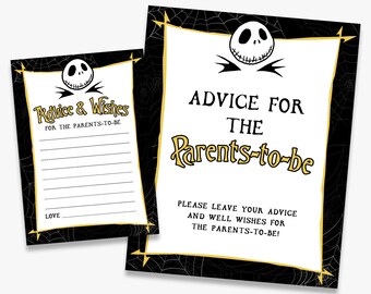 Advice for the parents-to-be, Nightmare theme baby shower, gender neutral, advice and wishes, printable, sign + cards, INSTANT DOWNLOAD