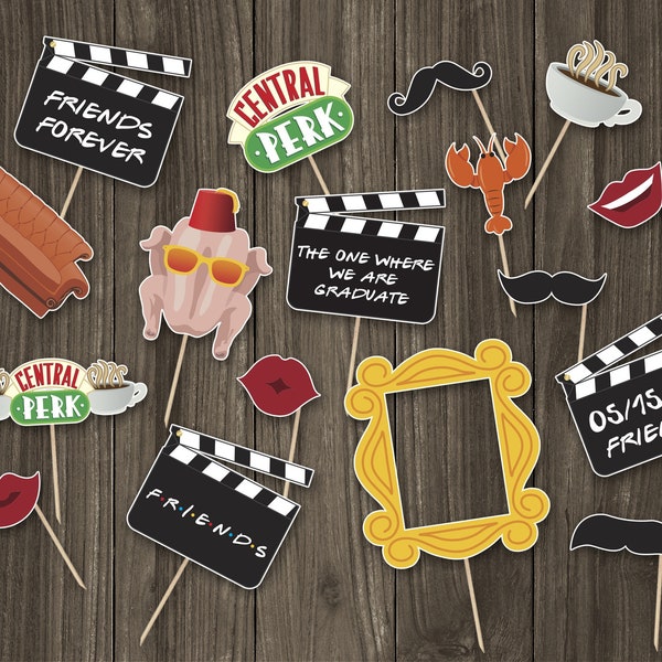Friends Photo Booth Props, friends theme graduation party props, printable, INSTANT DOWNLOAD