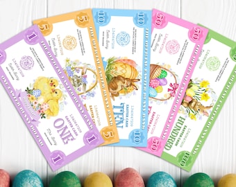 Easter Hunt Bunny Bucks, Bundle, Printable, Easter Play Money, Easter Dollar Bill, Easter coupons, Easter Activity, Instant Download