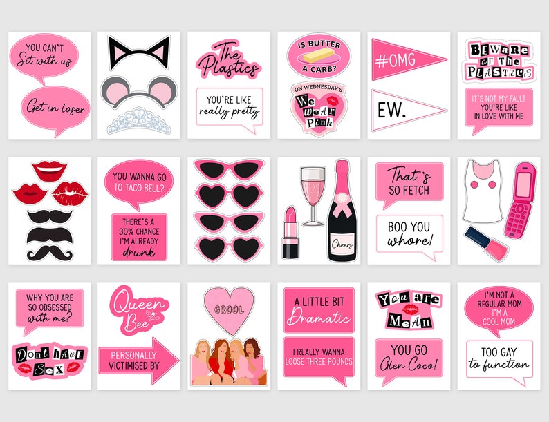 Mean Girls Props, mean girls theme party decor, photo booth props, mean girls birthday | bachelorette, DIY, printable, INSTANT DOWNLOAD image 2