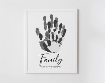 Family handprint art craft, DIY, memory decor, family hand print Kit, meaningful gift, family poster, keepsake, printable, INSTANT DOWNLOAD