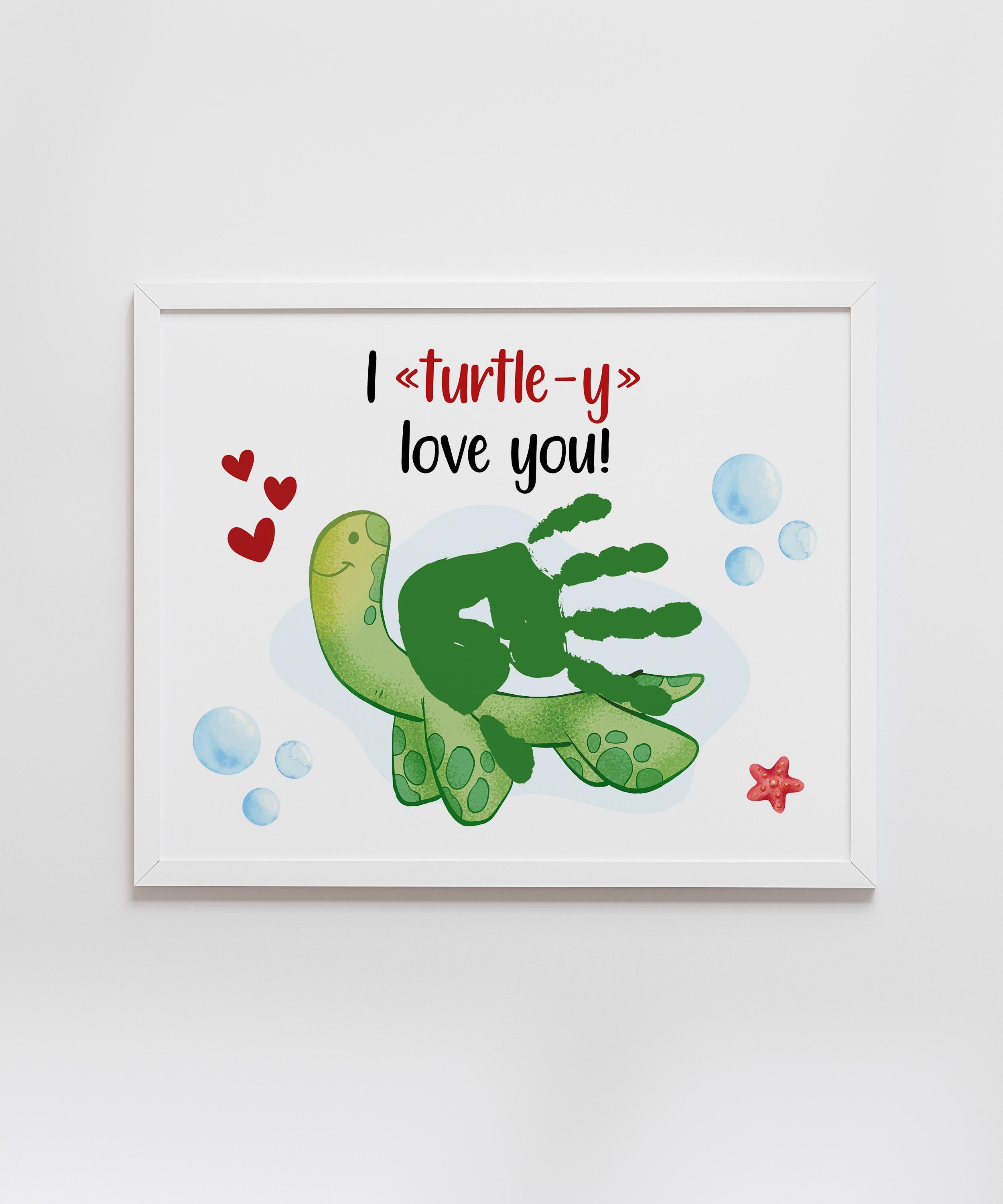 Schildkröte, Handabdruck, Kunsthandwerk für Kinder, Valentinstag, Vorschulaktivität, Ich liebe dich, Andenken, DIY, Karte vom Baby, druckbar