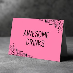 Cartes de tente de fête à thème pour filles Mean, pliables, DIY, imprimables, TÉLÉCHARGEMENT IMMÉDIAT