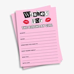 Wenskaart, Mean Girls-thema verjaardagsfeestje, advieskaart, voor jarig meisje, afdrukbaar, INSTANT DOWNLOAD