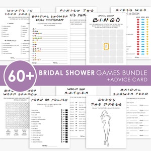 Friends bridal shower games, BUNDLE, Friends theme bridal shower activity pack, simple, black & white, printable, INSTANT DOWNLOAD