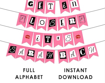 Mean Girls theme banner, mean girls bachelorette, burn book theme decor, garland, printable, INSTANT DOWNLOAD