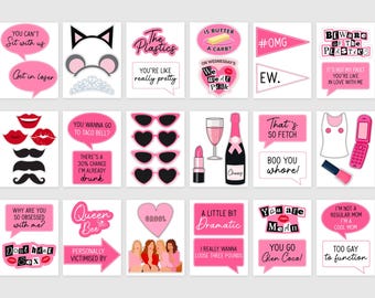 45x Mean Girls Props, mean girls theme party photo booth props, DIY, printable, INSTANT DOWNLOAD