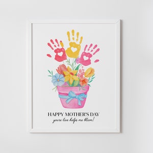 Flower Handprint Art, Moederdag Craft, jouw liefde helpt me bloeien, cadeau van baby, DIY, kaart, van kleinkinderen, aandenken, INSTANT DOWNLOAD