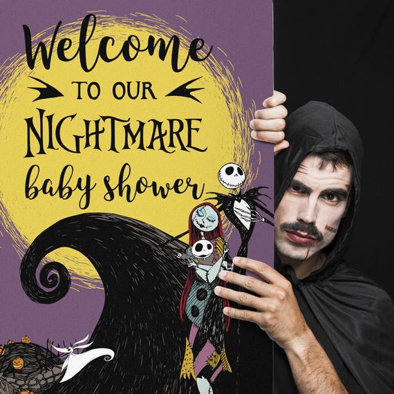 Nightmare Before Christmas Baby Shower Deko - Jack & Sally Banner & Flaggen Für Mottoparty