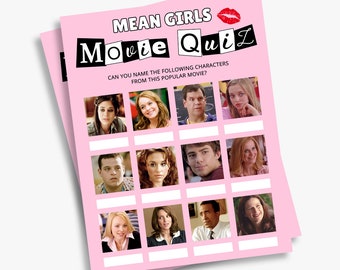 Mean Girls Quiz Game, mean girls theme birthday | bachelorette activity, trivia game, printable, INSTANT DOWNLOAD