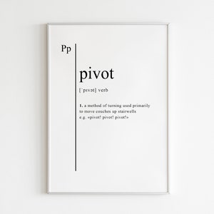 Pivot Dictionary Poster, funny, Definition Print, couch gift, friends theme sign, 90s, printable, Instant Download