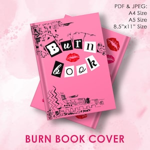 Copertina del libro Burn Book, pdf, jpeg, festa a tema Mean Girls, fai da te, stampabile, DOWNLOAD IMMEDIATO