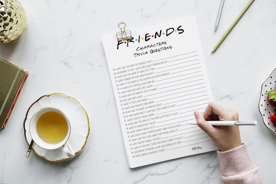 Friends Theme Trivia Game, Friends Quiz game, friends birthday | baby shower | bridal shower, game, fillable + printable, INSTANT DOWNLOAD