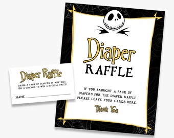 Diaper Raffle sign + cards, Halloween baby shower game, gender neutral, fun activity, printable, INSTANT DOWNLOAD