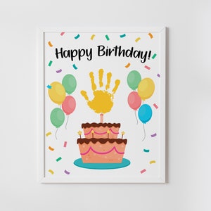 Impression artistique de gâteau d'anniversaire, travaux manuels pour enfants, joyeux anniversaire, cadeau de bébé, des enfants, bricolage, carte d'anniversaire, souvenir, téléchargement immédiat