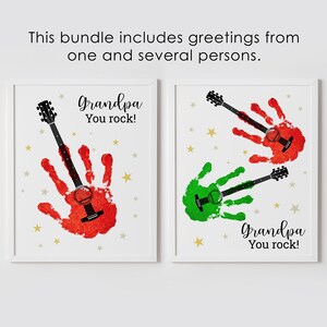 Grandfather gift, Guitar Handprint Art, Bundle, Father's Day gift from grandkids, Grandpa you rock, DIY, keepsake, Instant Download