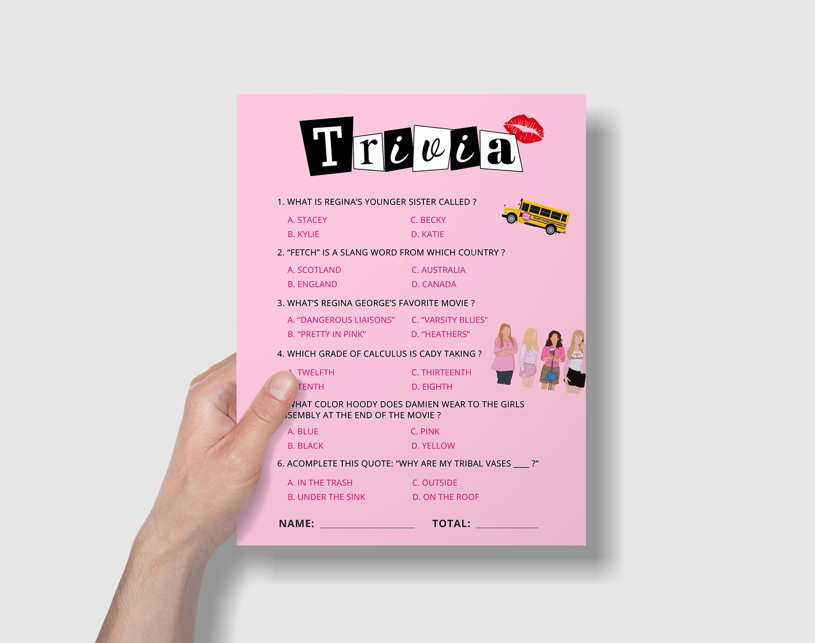 Mean Girls Trivia Game, Mean Girls Theme Party Activity, Quiz Game, Mean Girls Birthday ...