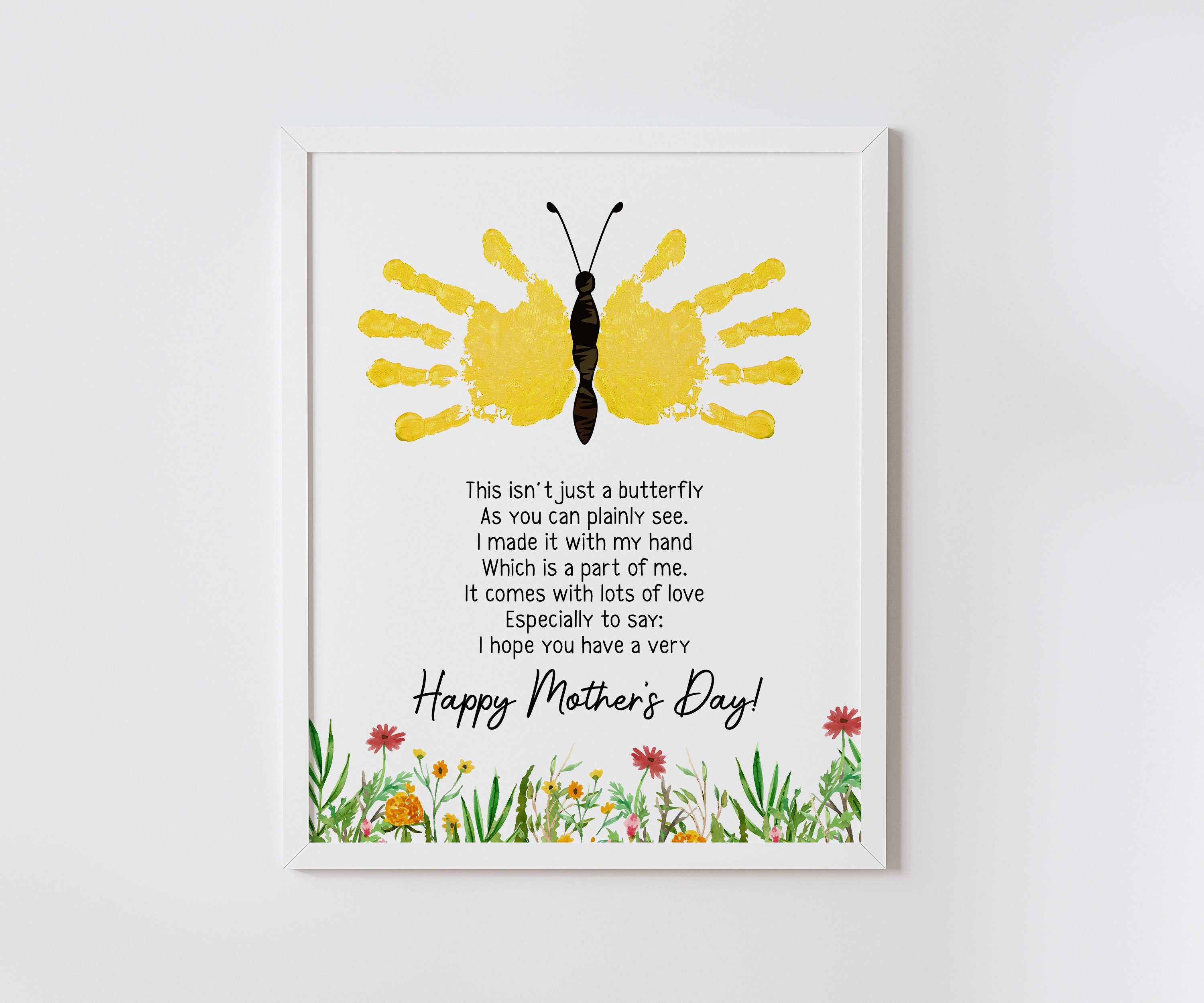 Butterfly handprint art craft, DIY, Mother's day gift from baby, first mothers day, keepsake, printable, INSTANT DOWNLOAD