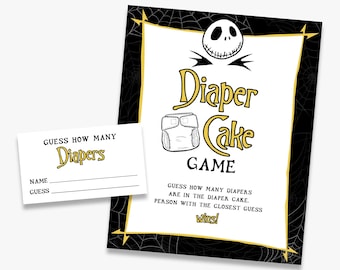 Windeltorten-Spiel, Halloween-Babyparty, Windeln schätzen, geschlechtsneutral, Grusel-Babyparty-Aktivität, druckbar, SOFORT-DOWNLOAD
