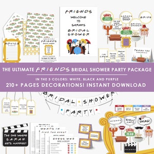 Friends bridal shower party decor, BUNDLE, friends theme bridal party decor | games | banner | props, DIY, set, printable, Instant Download
