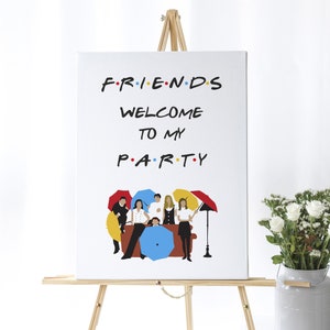 Letrero de bienvenida para amigos, decoración de fiesta temática de amigos, fiesta de cumpleaños, póster de bienvenida, bricolaje, imprimible, DESCARGA INSTANTÁNEA