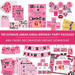 Decorazioni per feste di compleanno a tema Mean Girls, BUNDLE, inviti / oggetti di scena / cartelli / giochi Mean Girls, fai da te, decorazioni, stampabili, download immediato