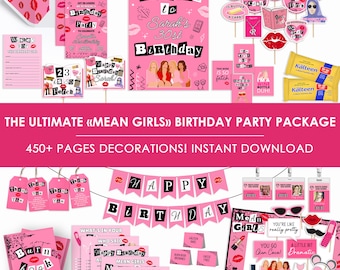 Mean Girls theme birthday party decor, BUNDLE, mean girls invitation | props | signs | games, DIY, decorations, printable, Instant Download