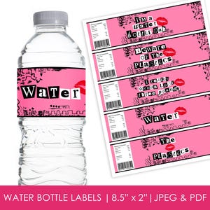 5 étiquettes de bouteilles d'eau Mean Girls, décoration de fête à thème Mean Girls, Les plastiques, DIY, imprimables, TÉLÉCHARGEMENT IMMÉDIAT