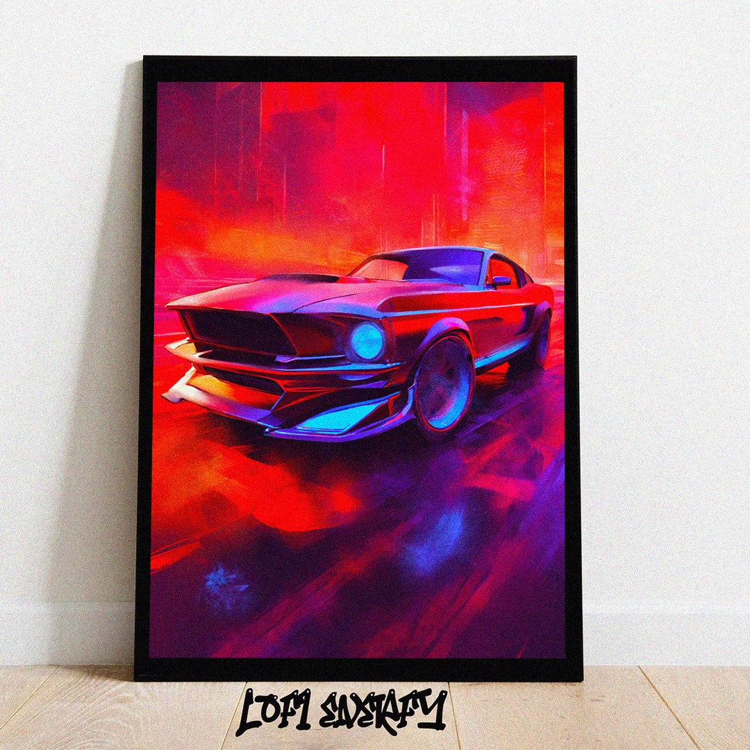 Lofi Poster Muscle Car Poster Cityscape Poster Ford Mustang Etsy