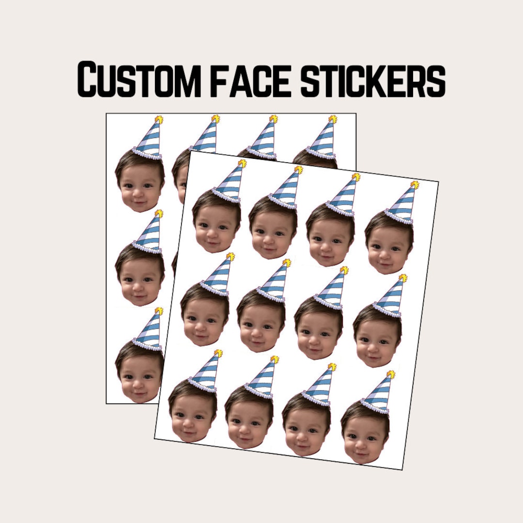 Custom Face Stickers, Favor Gift, 1st Birthday Personalized Labels