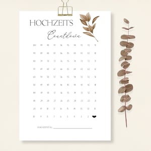 Hochzeitscountdown | 100 Tage bis zur Hochzeit | printable | zum selbst drucken | deutsch und englisch