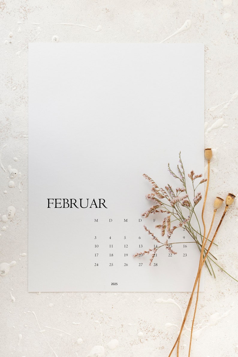 Calendar 2025 Print Template DIY Digital File to Print Yourself German