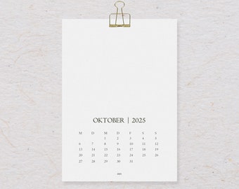 Kalender 2026 Druckvorlage | DIY | digitale Datei | zum selbst ausdrucken | deutsch | basic | DIN A5, A4, A3, letter
