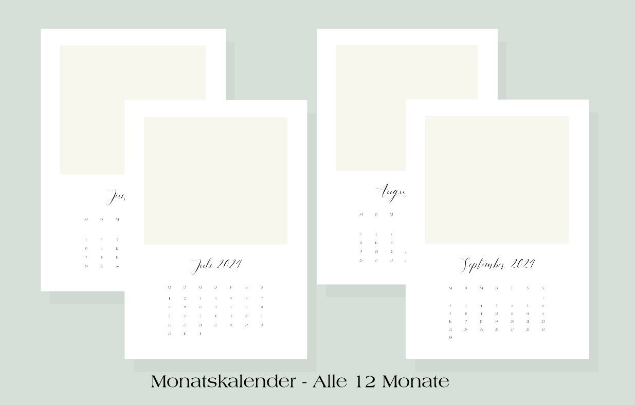 DIY Kalender 2024 Druckvorlage Digitaler Download zum selbst gestalten 
