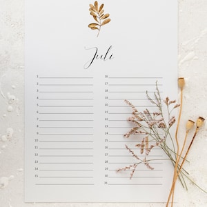 Perpetual birthday calendar | floral motifs | digital download | printable | calendar with plants
