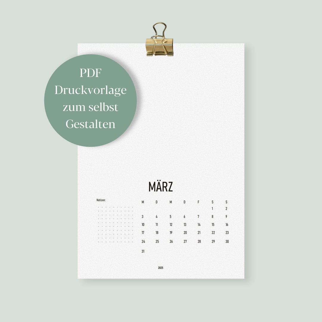 DIY Kalender 2026 Druckvorlage | zum selbst gestalten | digitale Datei
