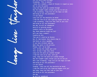 Long Live (TV) Lyric Poster - DIGITAL DOWNLOAD