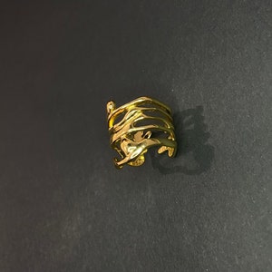 Bague or femme ajustable irrégulière Anneau réglable métal liquide fondu Bijoux moderne & minimaliste Golden ring image 4